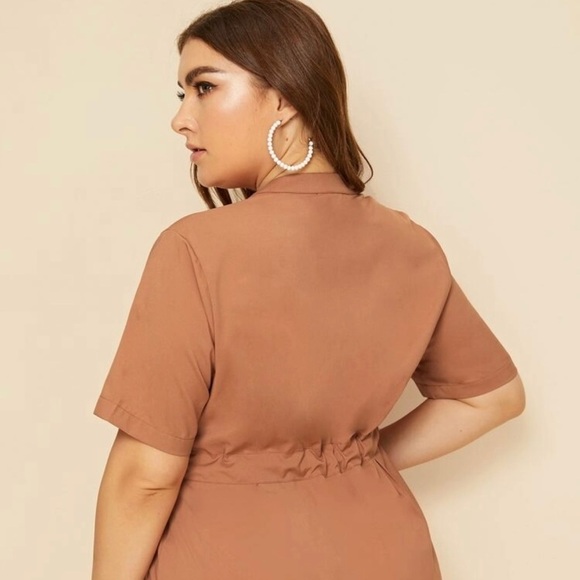 Shein Women's Brown Button Through Drawstring Waist Blouse Size 2X - Picture 2 of 6